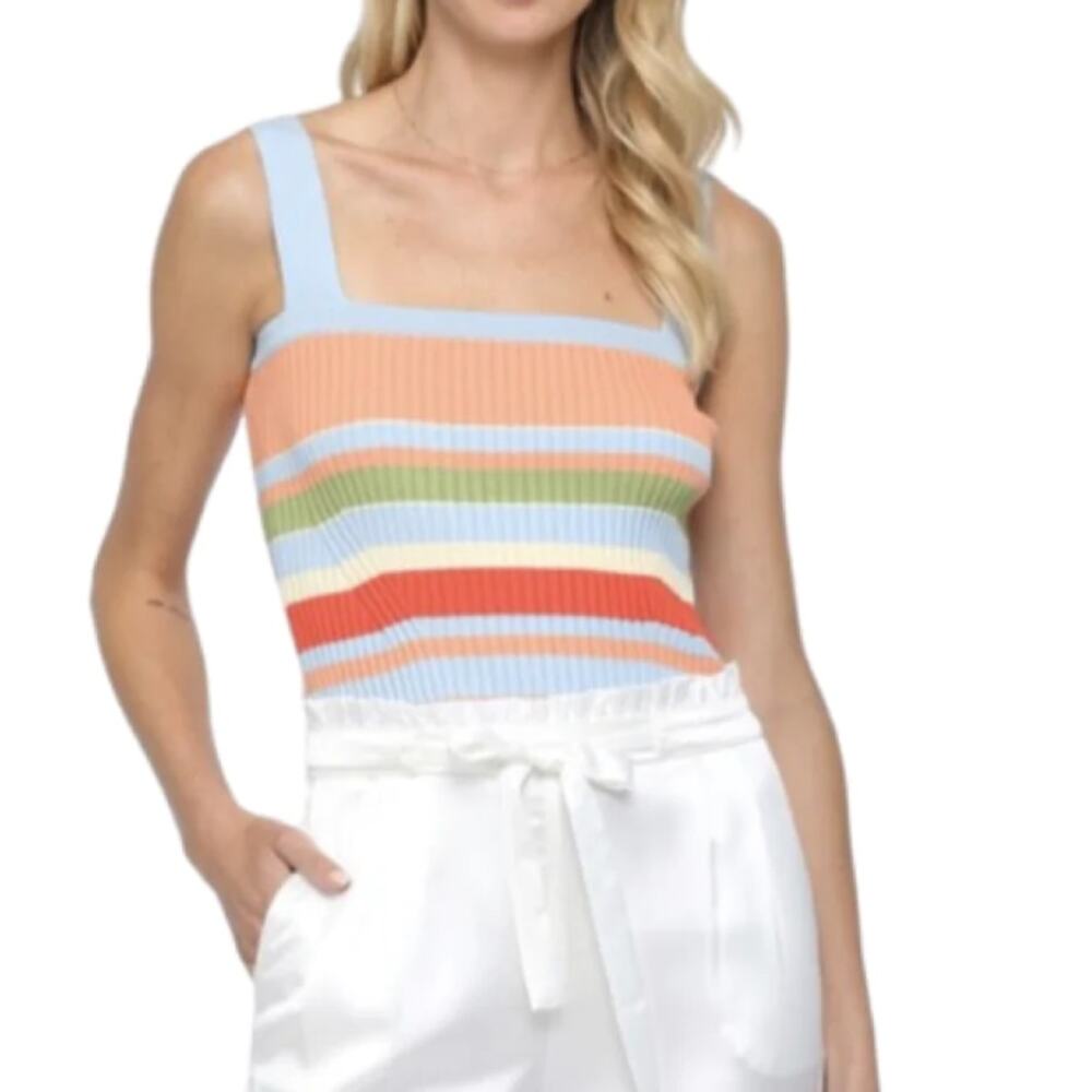 FATE Stripe Ribbed Knit Tank Sweater